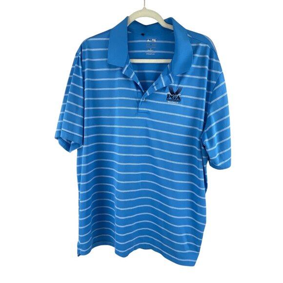 Adidas Mens Blue Striped Polo Shirt 2014 PGA Championship Valhalla Puremotion XL - Picture 7 of 7